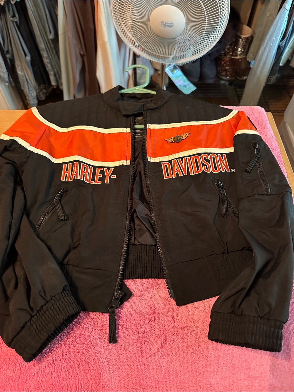 Harley-Davidson Black and Orange Racing Style Jacket